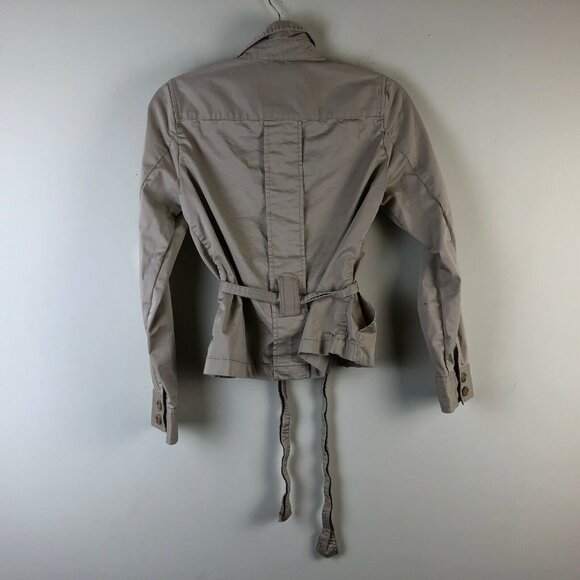 Old Navy S Jacket  Hidden Button Safari Tie Waist Long Sleeve Beige Lightweight - Picture 4 of 4